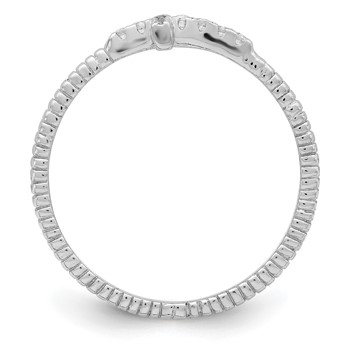 Sterling Silver Rhodium-plated Polished & Textured CZ Cross Ring — alternate view