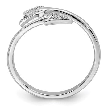 Sterling Silver Rhodium-plated Polished CZ Arrow Adjustable Ring — alternate view