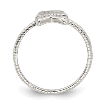 Sterling Silver Polished & Textured Skull & Crossbones Ring — alternate view