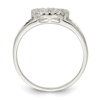 Sterling Silver Polished CZ Peace Sign Ring — alternate view