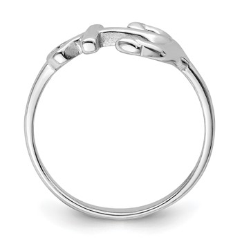 Sterling Silver Rhodium-plated Polished Anchor Ring — alternate view