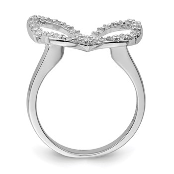 Sterling Silver Rhodium-plated CZ Butterfly Ring — alternate view