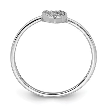 Sterling Silver Rhodium-plated Polished CZ Heart Ring — alternate view