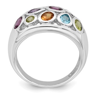 Sterling Silver Rhodium-plated Multi Gemstone Ring — alternate view