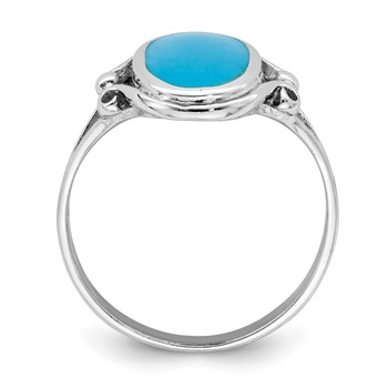 Sterling Silver Rhodium-plated Polished Synthetic Turquoise Ring — alternate view