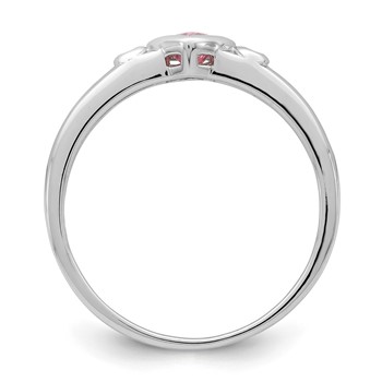 Sterling Silver Rhodium-plated White and Pink CZ Heart Ring — alternate view