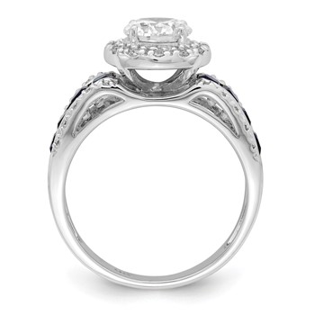 Sterling Silver Rhodium-plated CZ and Lab Created Sapphire Ring — alternate view