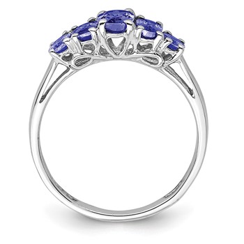 Sterling Silver Rhodium 5-Stone Oval Tanzanite Ring — alternate view
