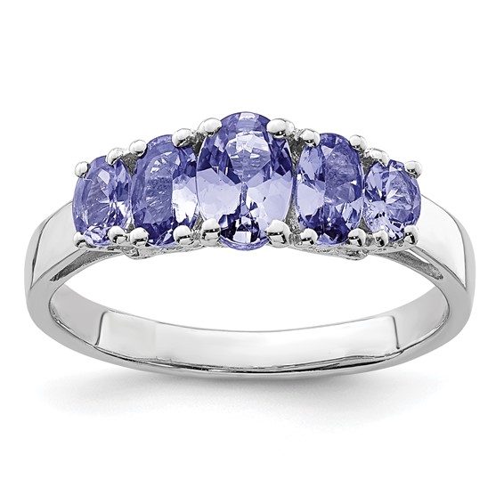 Sterling Silver 3-Stone Oval Tanzanite Ring Sterling Silver 3-Stone Oval Tanzanite Ring
