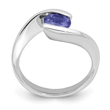 Sterling Silver Rhodium Round Tanzanite Bypass Ring — alternate view