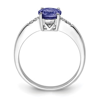 Sterling Silver Rhodium Round Tanzanite & Diam. Ring — alternate view