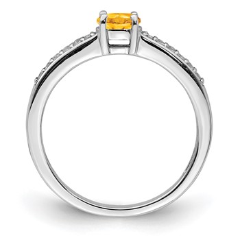 Sterling Silver Rhodium-plated Citrine and White Topaz Ring — alternate view