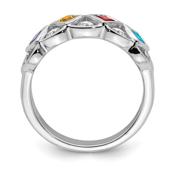SS Rhodium-plated w/CZ, Amethyst, Citrine, Garnet & Blue Topaz Ring — alternate view