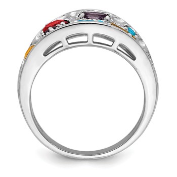 Sterling Silver Rhodium-plt Amethyst/Citrine/Blue Topaz/Garnet/Peridot Ring — alternate view