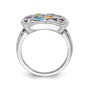 Sterling Silver Rhodium-plated Multi Gemstone Ring — alternate view