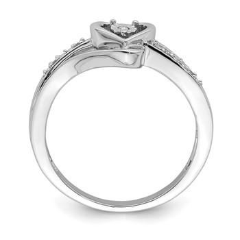Sterling Silver Rhodium Plated Diamond Heart Ring — alternate view