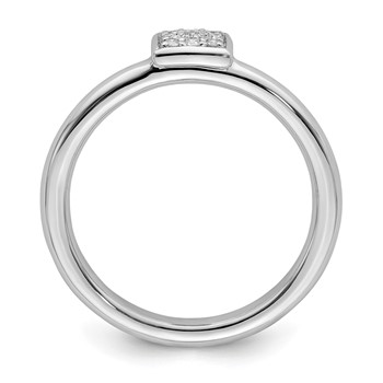 Sterling Silver Rhodium Plated Diamond Ring — alternate view