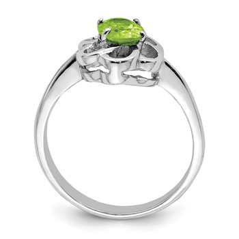 Sterling Silver Rhodium Peridot Ring — alternate view