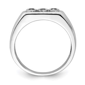 Sterling Silver Rhodium Plated Black and White Diam. Men's Ring — alternate view