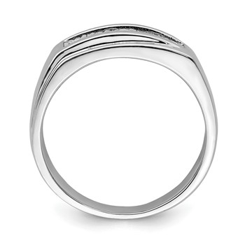 Sterling Silver Rhodium Plated Men's Polished Diam. Ring — alternate view