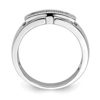 Sterling Silver Rhodium Plated Men's Polished Diam. Ring — alternate view