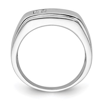 Sterling Silver Rhodium Plated Men's Polished Diam. Ring — alternate view