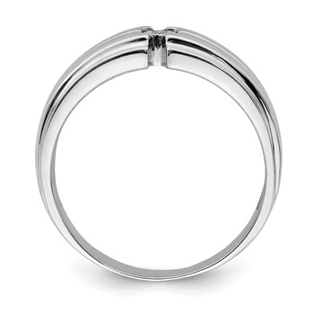 Sterling Silver Rhodium Plated Men's Polished Diam. Ring — alternate view