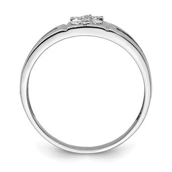 Sterling Silver Rhodium Plated Black and White Diam. Cross Men's Ring — alternate view