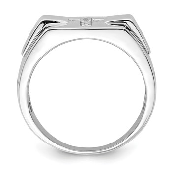 Sterling Silver Rhodium Diam. Cross Signet Ring — alternate view
