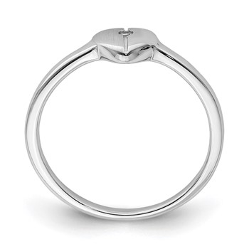 Sterling Silver Polished and Satin CZ Heart Children's Ring — alternate view