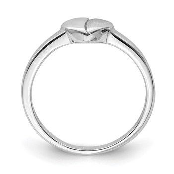 Sterling Silver Polished and Satin Heart Children's Ring — alternate view