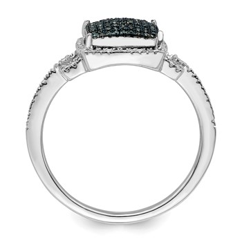 White Night Sterling Silver Rhodium-plated Blue Diamond Ring — alternate view