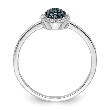 White Night Sterling Silver Rhodium-plated Blue Diamond Oval Ring — alternate view