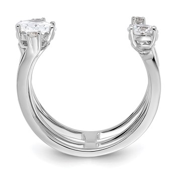 Sterling Silver Rhodium-plated CZ Adjustable Ring — alternate view
