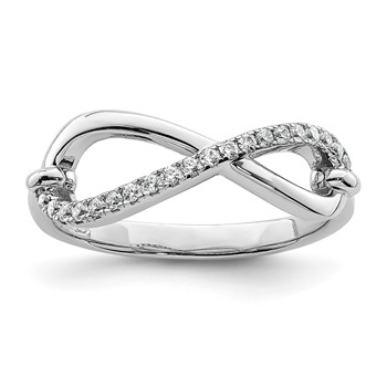 Sterling Shimmer Sterling Silver Rhodium-plated 20 Stone CZ Infinity Symbol Ring
