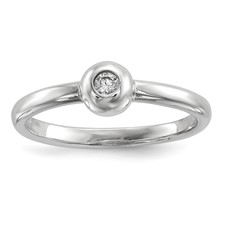 Image of Sterling Silver Rhodium-plated Polished CZ Ring