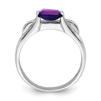 Sterling Silver Rhodium-plated Amethyst Ring — alternate view
