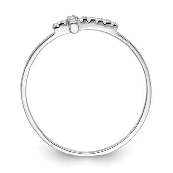 Sterling Silver Rhodium-plated CZ Side Cross Polished Ring — alternate view