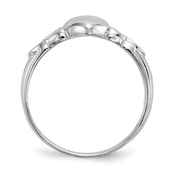 Sterling Silver Rhodium-plated Polished Claddagh Ring — alternate view