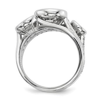 Sterling Silver Rhodium-plated CZ 3-Ring Set — alternate view