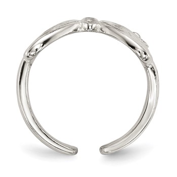 Sterling Silver Polished CZ Butterfly Double Finger Ring — alternate view