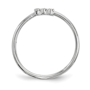 Sterling Silver Rhodium-plated CZ Adjustable Ring — alternate view