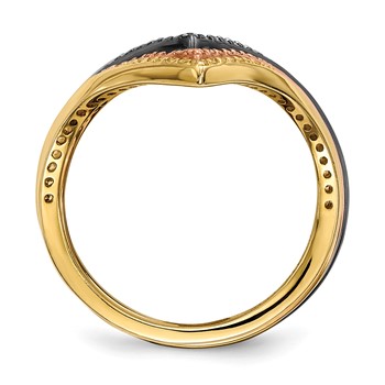 Sterling Silver Rhodium & Black-plate, Gold & Rose-tone CZ 4 Ring Set — alternate view