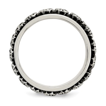 Sterling Silver Polished Spinning Center Antiqued Skull Ring — alternate view