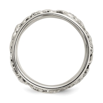 Sterling Silver Polished Spinning Center Antiqued Skull Ring — alternate view