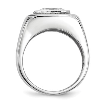 Sterling Silver Rhodium-plated Mens CZ Ring — alternate view