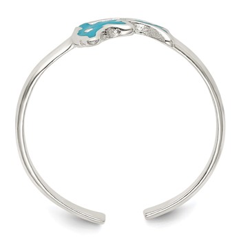 Sterling Silver Polished Enameled Dolphin Toe Ring — alternate view