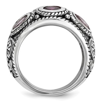 Sterling Silver Rhod. w/14k Pink Qrtz Rhodolite GA & Pink Tourmaline Ring — alternate view