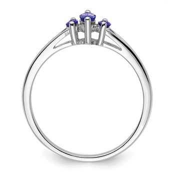Sterling Silver Rhodium 3 Stone Tanzanite Ring — alternate view