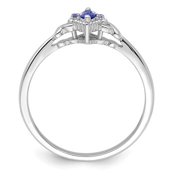 Sterling Silver Rhodium Diam. and Tanzanite Ring — alternate view